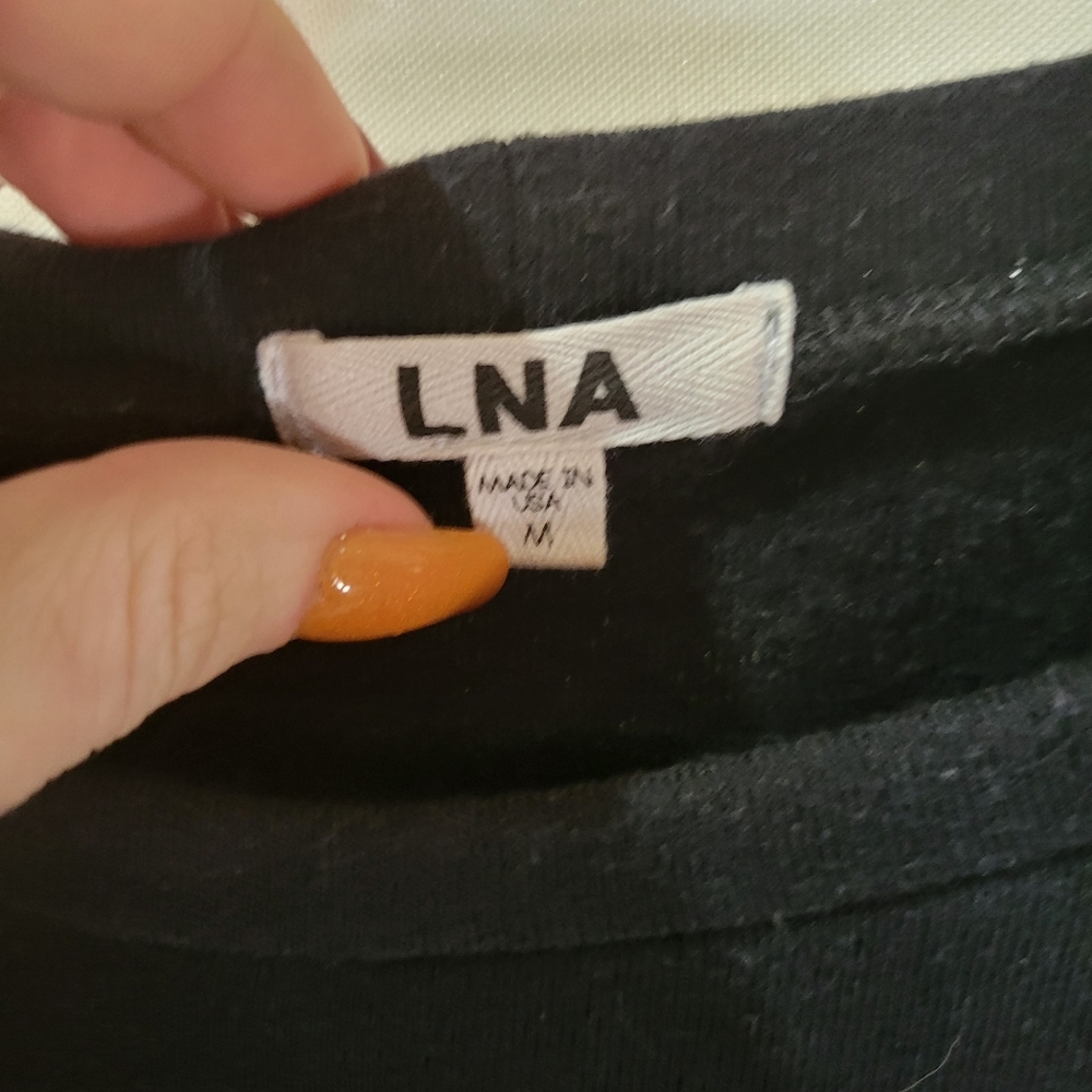 LNA distressed one shoulder black top size medium - Picture 2 of 5